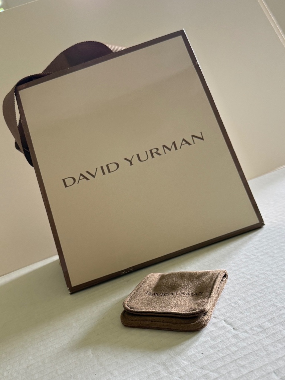 DAVID YURMAN Suede Pouch with Magnetic Snap + Shopping Bag